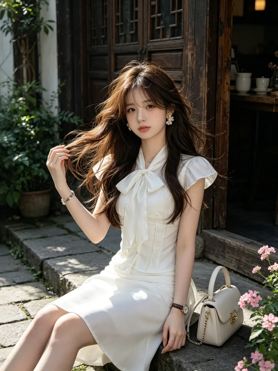 

Korean Style Gentle Wind Shirt And Half Skirt Two-Piece Set Breathable Summer Fashion Women's Clothing High Waist Short Skirt