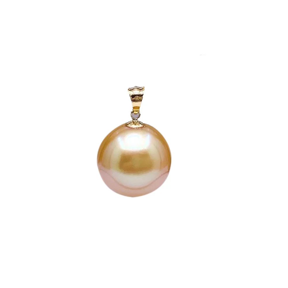 

SHILOVEM 18k Gold Pearl pendant New Birthday Christmas Gift Fashion Wholesale Women none necklace 12mm yzz1212091zz