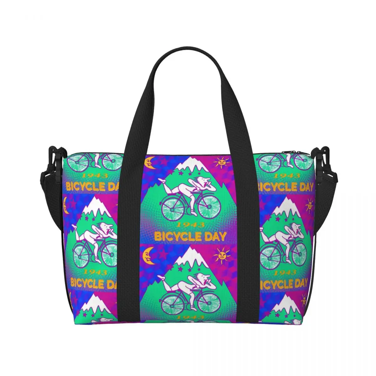 Custom Large Albert Hoffman Copy Of Bicycle Day Tote Bag Women Lsd Acid Blotter Party Shopping Shoulder Gym Beach Travel Bag