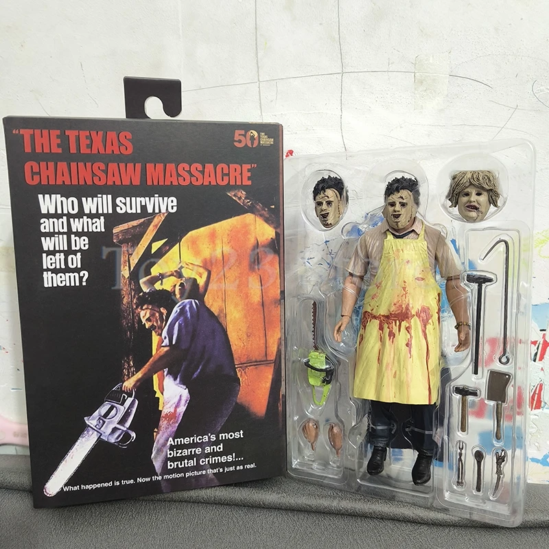 NECA 텍사스 전기 톱 대학살 50 주년 기념 Ultimate Pretty Woman Leatherface 액션 피규어 애니메이션 장난감 공포 컬렉션 선물