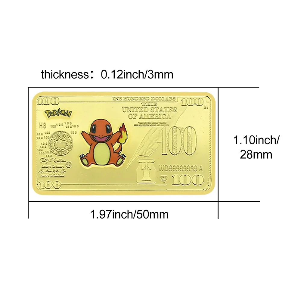 1PCS Kawaii Anime Commemorative Coins Charmander Squirtle Collection Toy Souvenir Gift