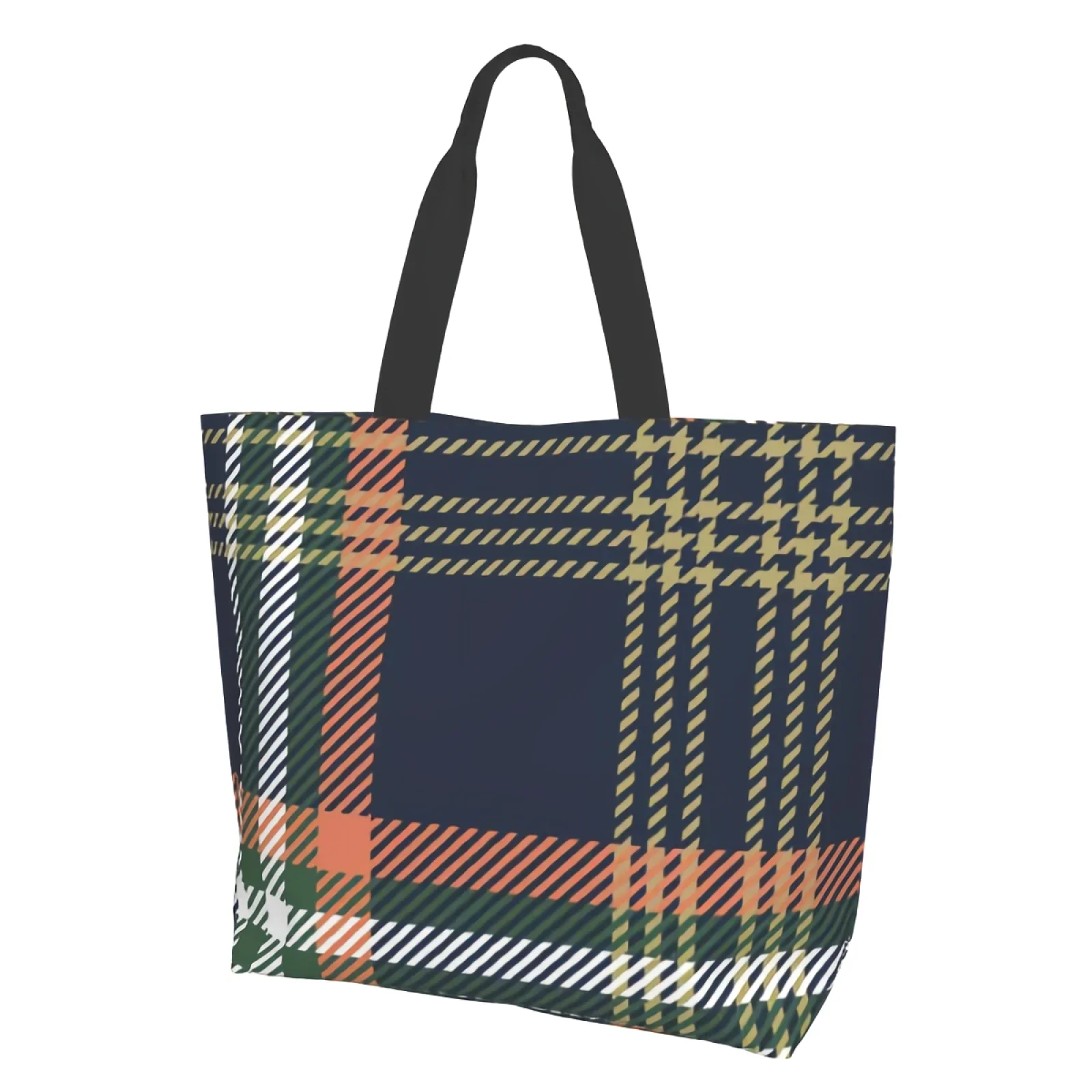 

Tote Bag for Women Tartan Pattern Reusable Shopping Bags, Beach Bag