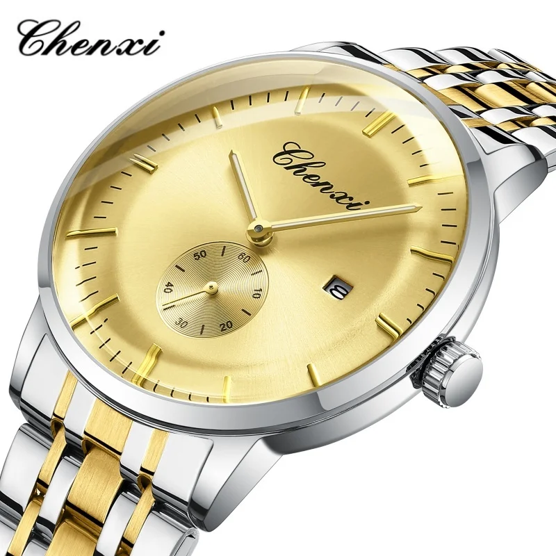 CHENXI 남성용 비즈니스 쿼츠 시계, 방수 스테인레스 스틸 스트랩, 달력 야광 캐주얼 시계, 060 패션