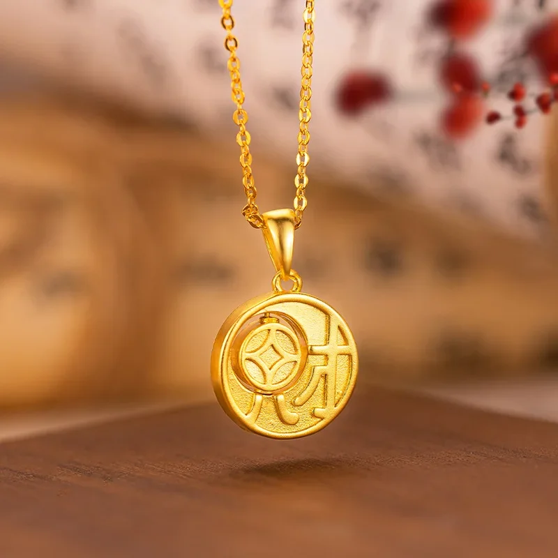 9999 Real Gold 24K Fortune generates wealth. Fortune comes to run. Pendant can be rotated. Fortune character pendant necklace.