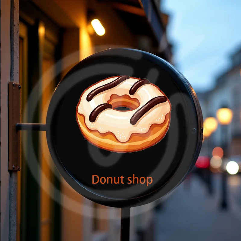 Custom Donut Shop Light Box for Round Acrylic LED Storefront Waterproof Double Sided Outdoor Business Signage Wall Mounted