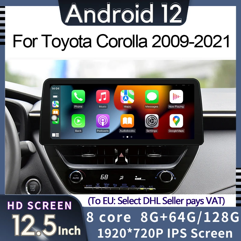 

Android 12 Car Multimedia Player GPS Navigation For Toyota Corolla Railing Lingsha With CarPlay Auto WiFi 4G LTE BT Touch Sceen