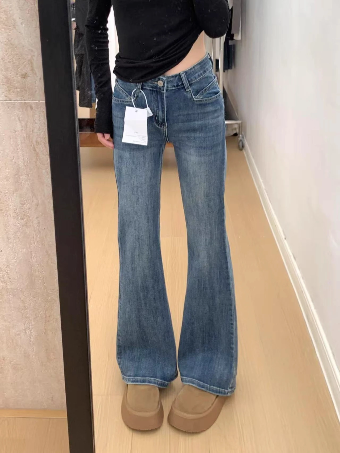

American Retro Loose Wide Leg Jeans Women's Autumn New Style Casual High Waist Denim Pants Wear Resistant Micro Flared