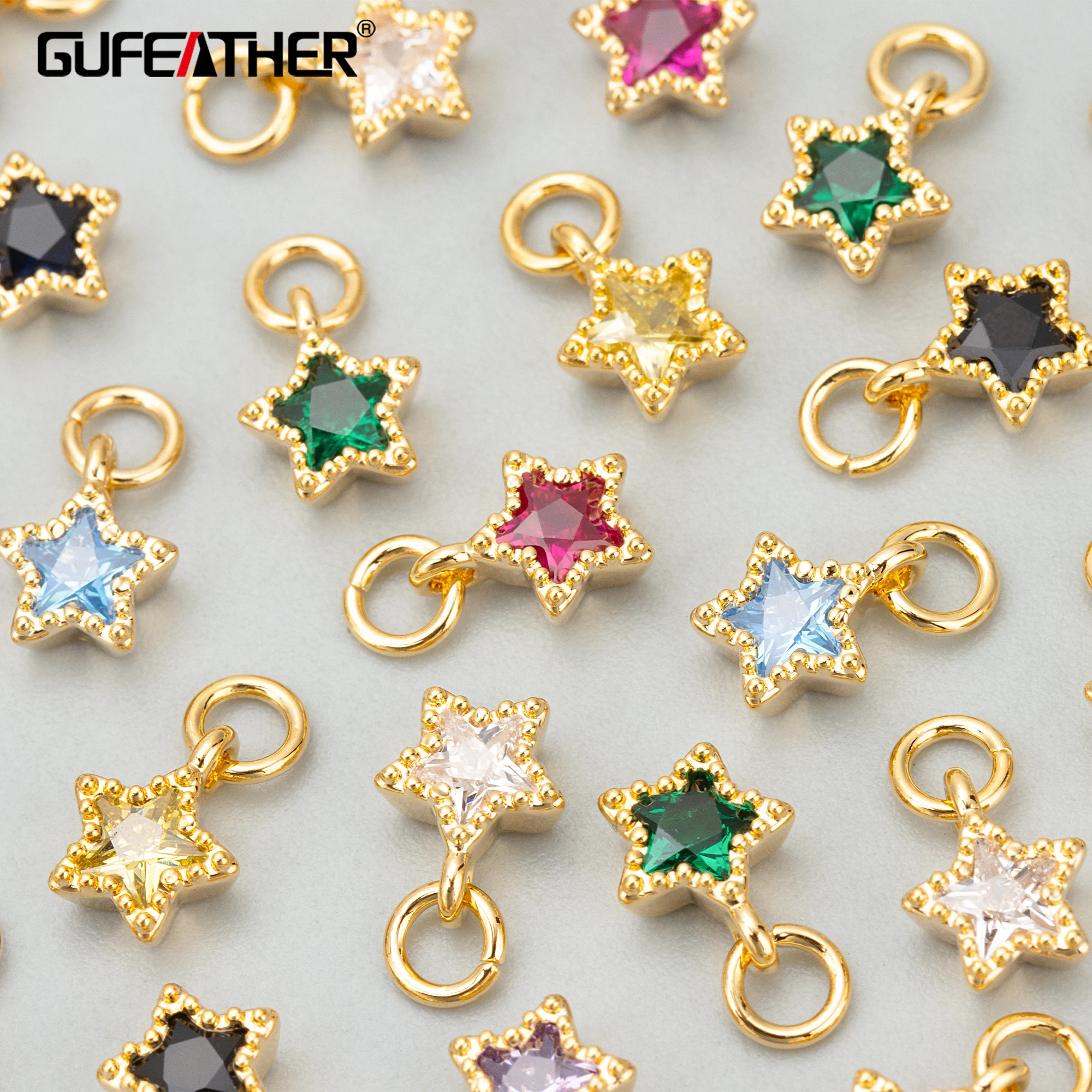 

GUFEATHER ME90,jewelry accessories,18k gold rhodium plated,copper,nickel free,zircon,charms,jewelry making,diy pendants,6pcs/lot