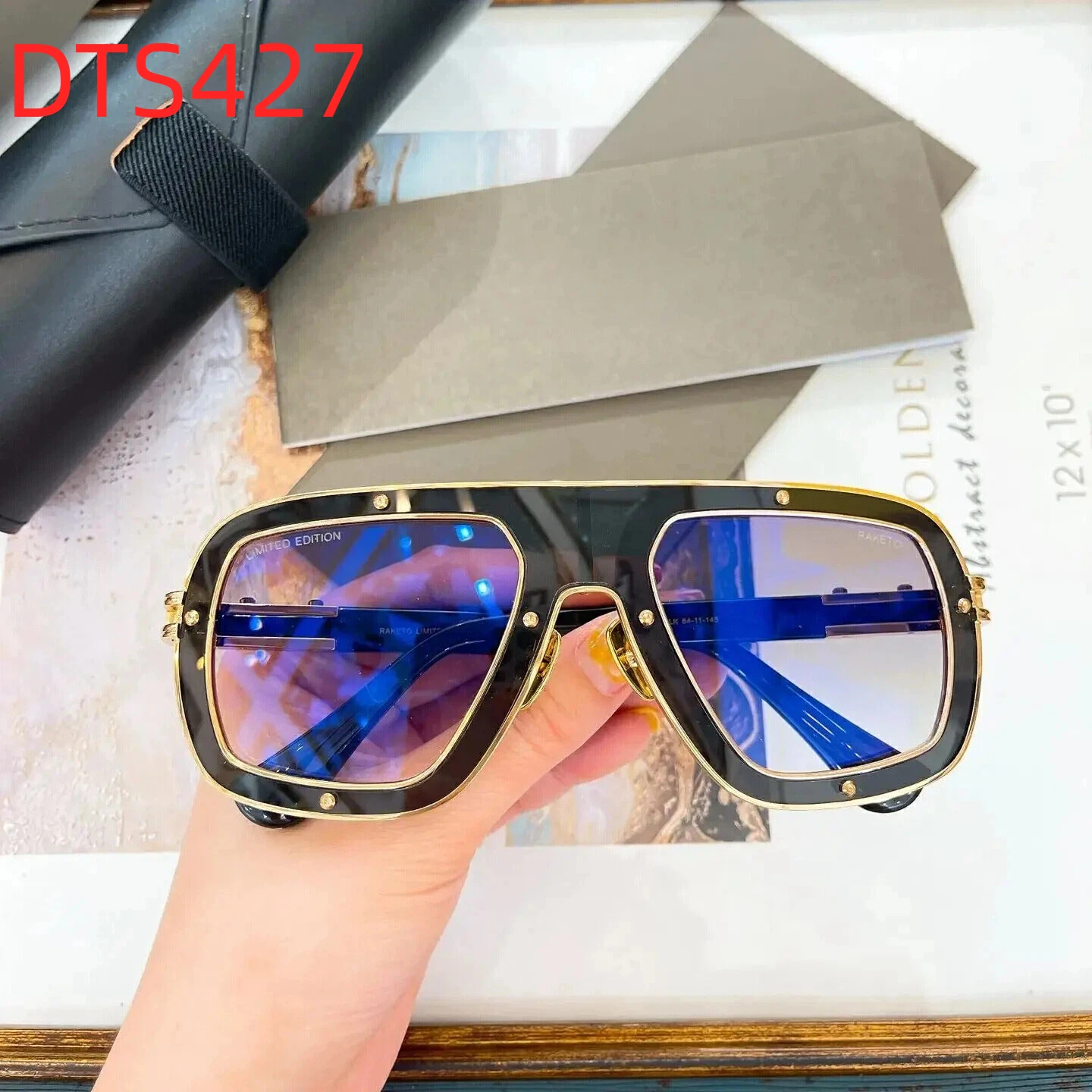 

New DT RAKETO DTS427 LIMITED EDITION Fashion Business Womens Sunglasses Gradient Driving Anti-Glare Men's Sun Glasses With Box