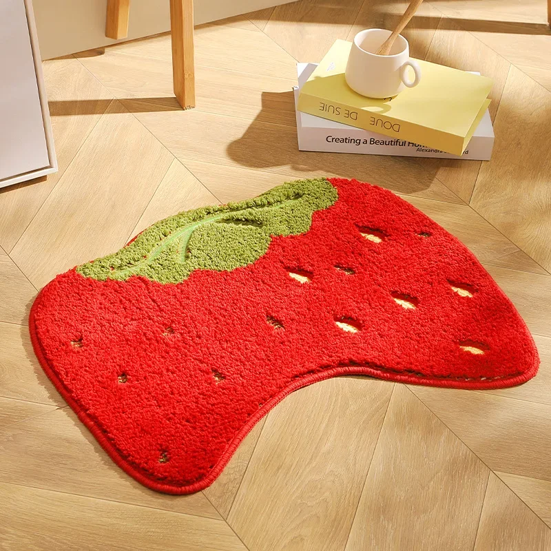 INS Fruit Bathmat Non-Slip Bath Mat Soft Cozy Shaggy Durable Bath Rug for Bathroom Plush Carpet Lemon Bathroom Mat Absorb Water