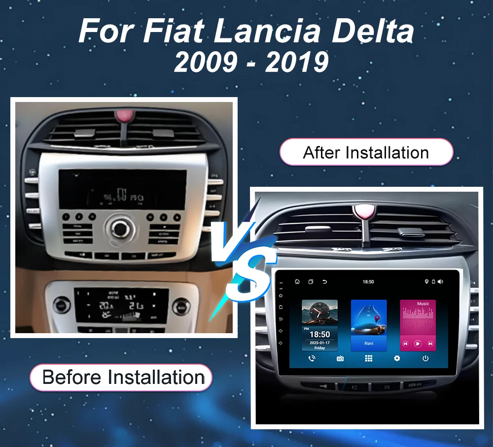 Android 16 Carplay For Fiat Lancia Delta 2009 - 2019 GPS Navigation Video Car Radio GPS Automotive Multimedia Car Monitor DVD 4G
