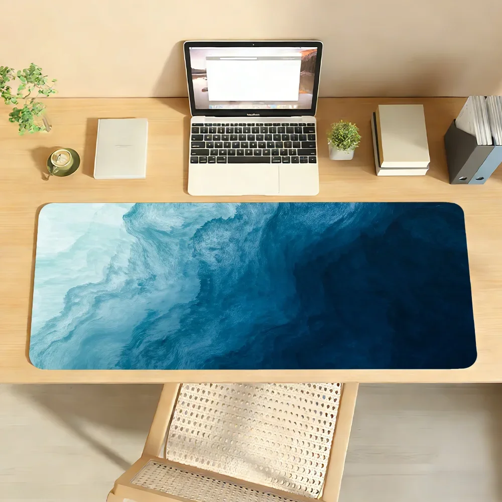 Abstract Ocean Waves Mouse Pad For Office Gaming And Keyboards Non-Slip Large Waterproof