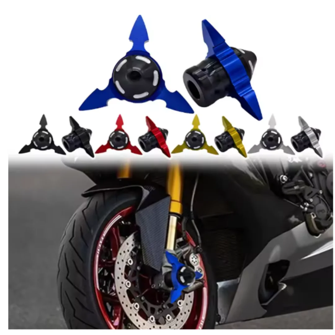 2 protectores universales de aluminio CNC con diseño de dardo para motocicleta, deslizadores de cuadro para Harley, Honda, Yamaha, accesorios de modificación.