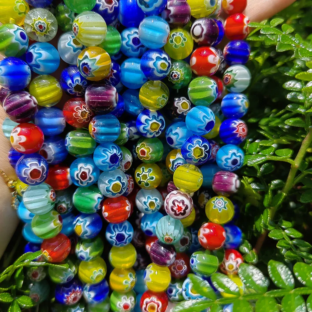 5 Thousand Flower Glass Beads, High Quality, Smooth Round, Suitable for Handmade Jewelry Accessories, Sizes 6MM 8MM 10MM