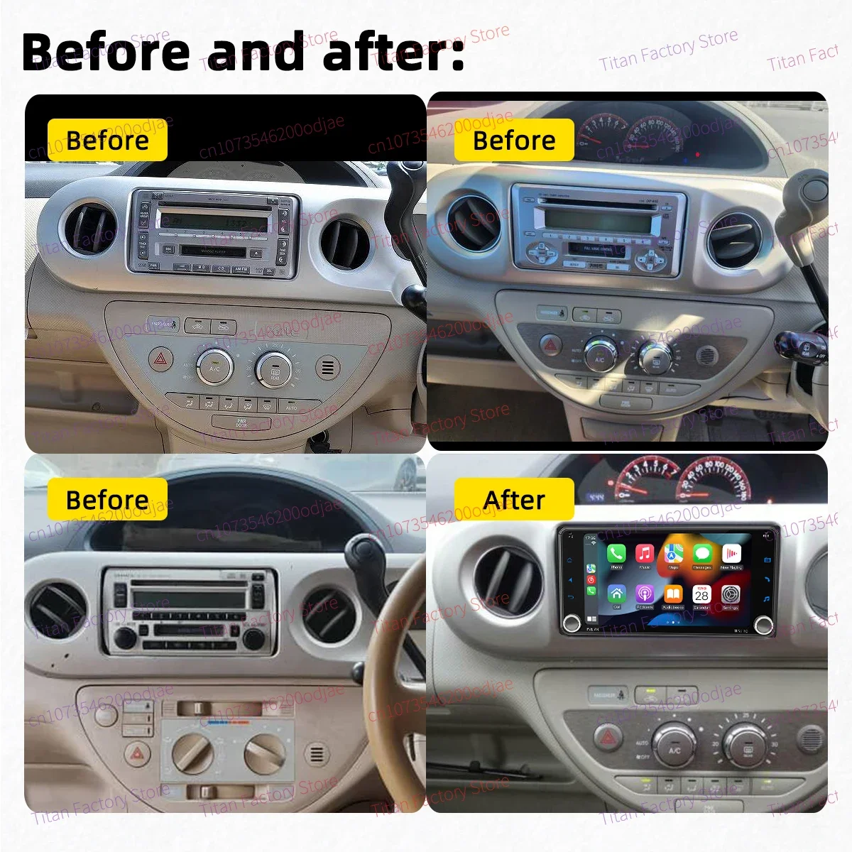 راديو سيارة بشاشة 7 بوصات يعمل بنظام أندرويد 2 Din لسيارة Toyota Porte 2004-2012 Carplay اللاسلكية، وحدة رأس الوسائط المتعددة الأوتوماتيكية التي تعمل بنظام أندرويد ستيريو #2