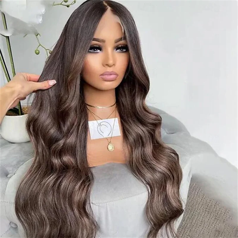 Ombre Blond Soft 26Inch 5x5 Silk Base Wave Jewish Glueless Human Hair With Baby Hair HD Lace European Hair Preplucked Daily