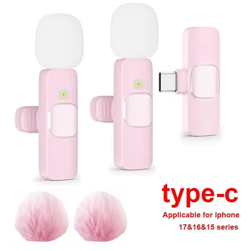 Microfone de Lapela Sem Fio Profissional com Duplo Suporte para Botão para iPhone, Celulares Android, PC e Microfone Móvel