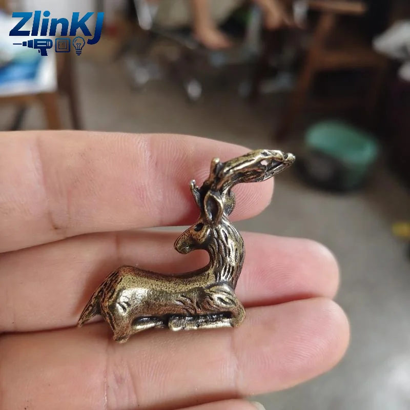 Retro Bronze Sika Deer Ornaments Micro Landscape Desktop Antique Home Decor Gift
