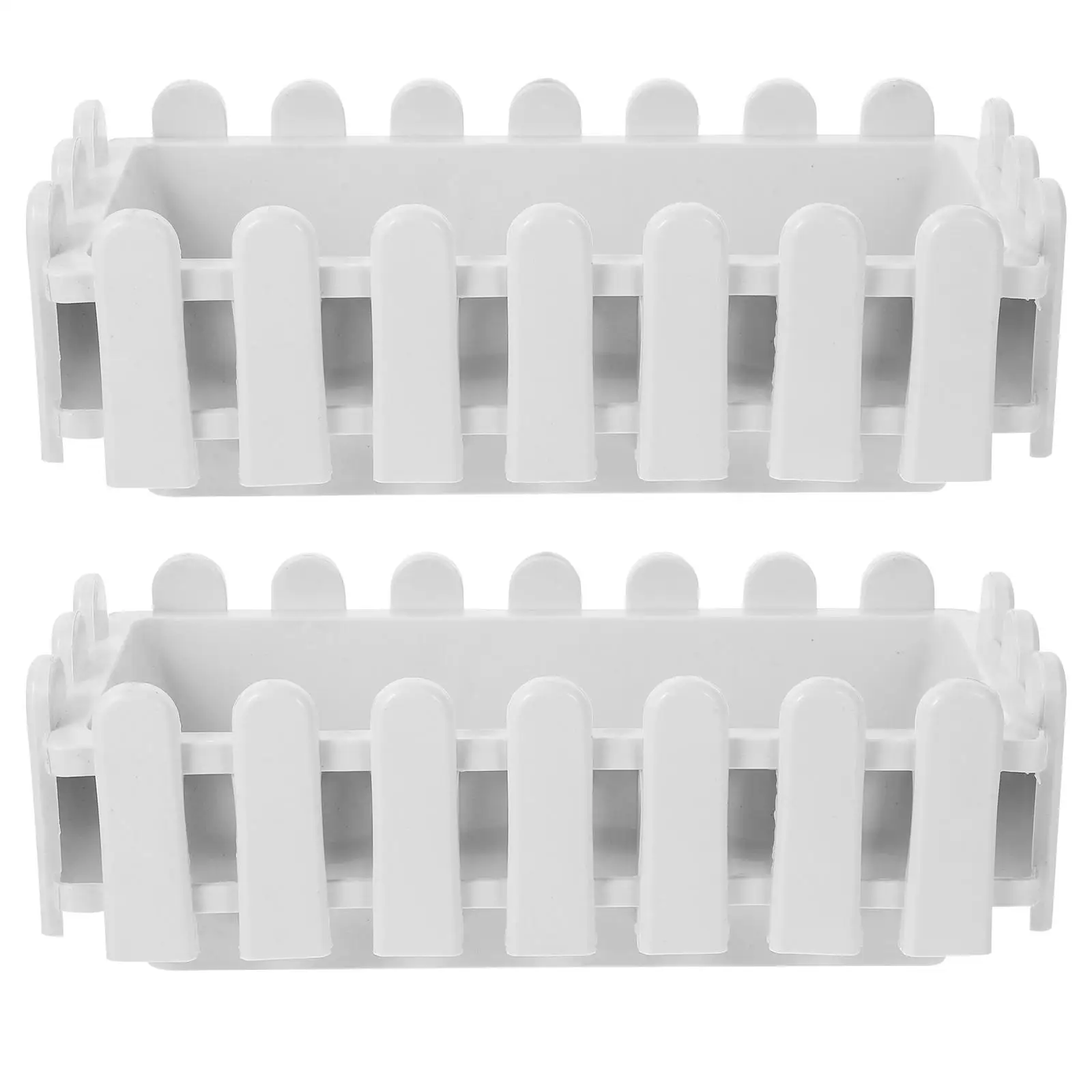 

2 Pcs Rectangular Fence Planter White Large Capacity Plastic Plant Box for Balcony Garden Vegetable Planting