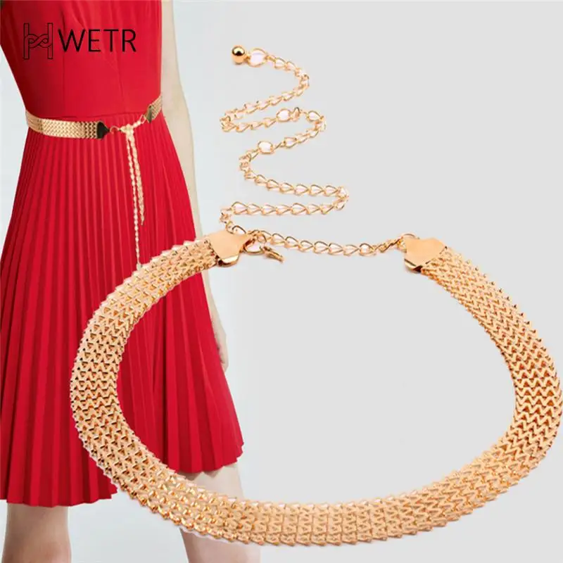 

Belts For Women Chain Stretchy Strap Elegant Waist Belt Metal Designer Belts Luxury Diamond Female Thin Waistband Ceinture Femme