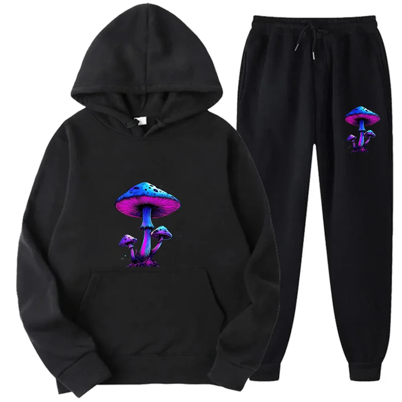 مجموعة هوديي سوداء مخدرة بطة طباعة Psychisch Am Ende ملابس رياضية كاجوال للرجال والنساء ملابس ترفيهية في الهواء الطلق