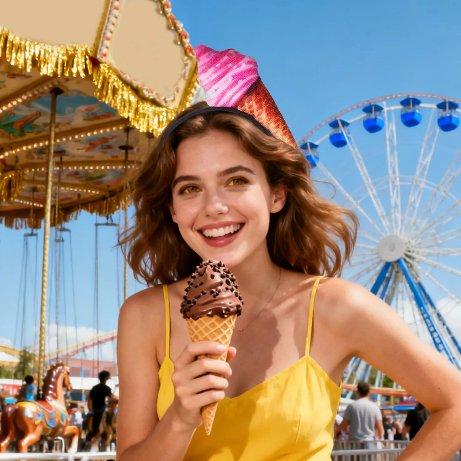 

2pcs Ice Cream Headband Fun Simulation Hair Band For Women Face Wash Makeup Festival Party Halloween Hair Accessories