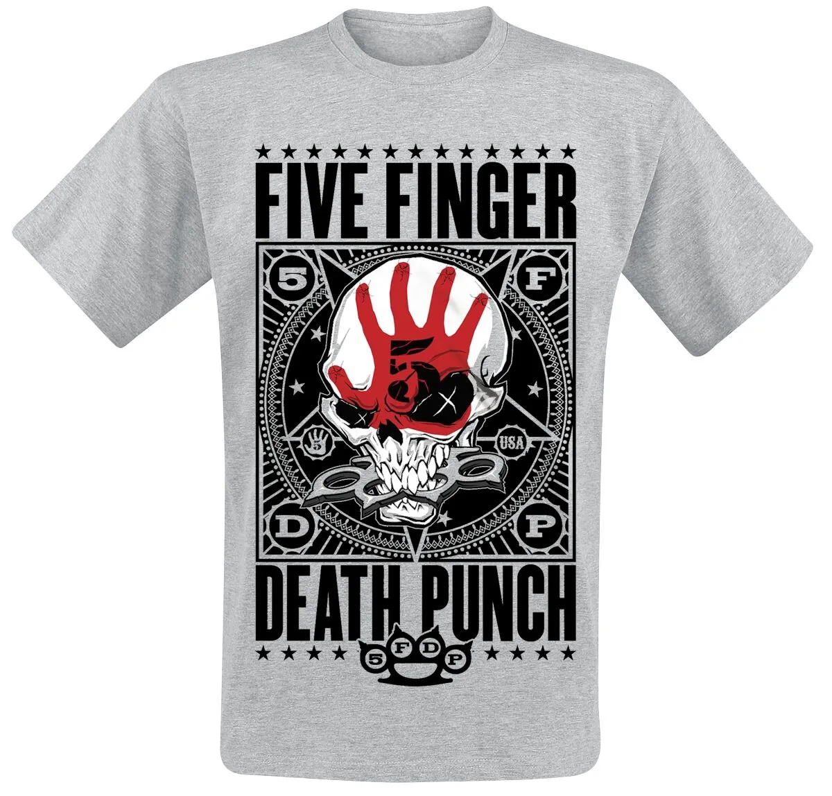 Five Finger Death Punch Skull Red Hand Print T-Shirt, 100 % Baumwolle, Unisex, Heavy Metal Streetwear, Fan-Grafik-T-Shirt