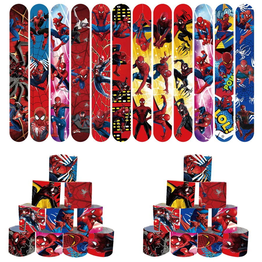 

12/24/36pcs Spiderman Snap Bracelets Birthday Party Favors Gifts for Kids Christmas Stocking Fillers Party Classroom Rewards