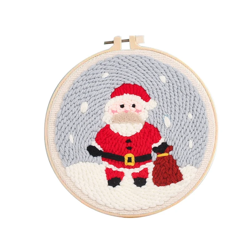 

Father Christmas Snow Man Poke Punch Embroider Kits Handmade Wool Yarn Picture For Women Kids Childrens DIY Craft Home Decor