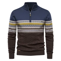 Autumn Winter Men Knitwear Half Zipper Pullovers Sweater Male v-Neck Knitted Jumpers Casual Sweaters Sweatshirts Man Clothes 2XL