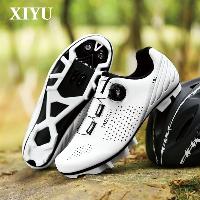

XIYU Men's Mountain Bike Shoes Road Flat-bottom Breathable Competition Self-locking Bicycle Shoes Carbon Fiber Sports Shoes