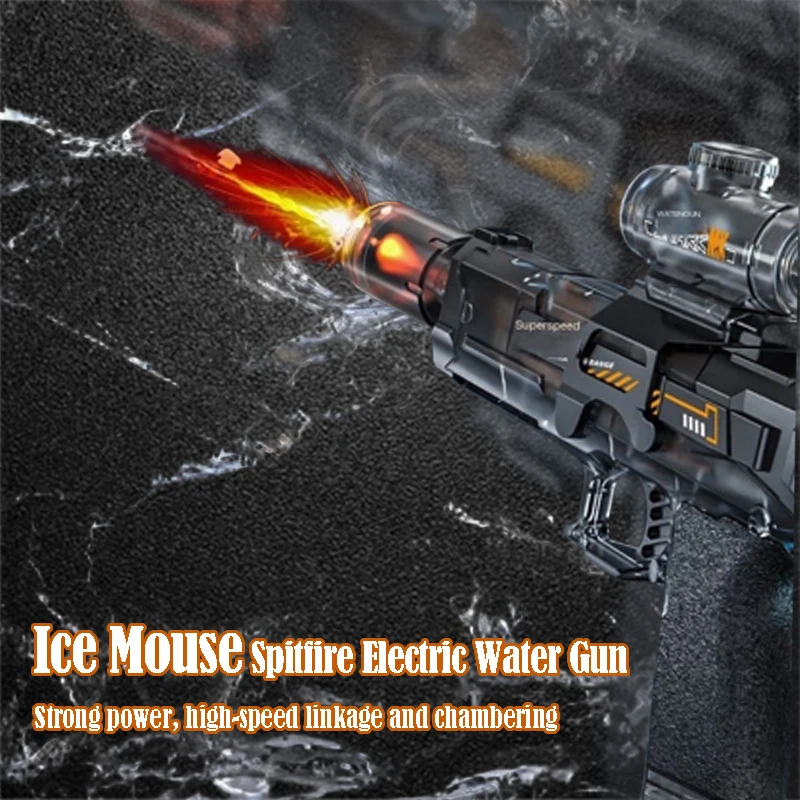 

Новый электрический водяной пистолет Ice Mouse, пистолет, игрушка для стрельбы со световыми спреями, эффект пламени, непрерывно высокое давление, игрушка для стрельбы на открытом воздухе