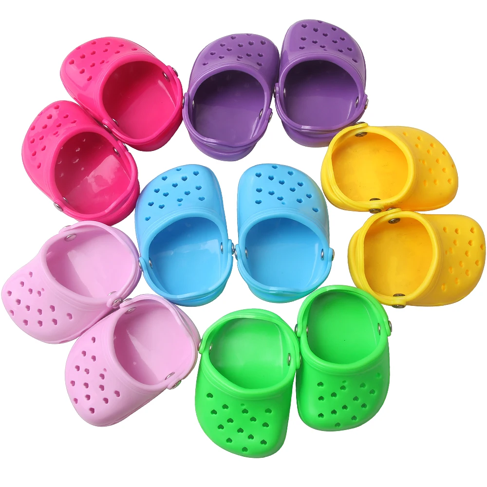 Hole Shoes 18 Inch Girl Doll C-rocs Plastic Shoe Ours & Generation American 43 cm Baby Doll Toys Accessories Sandals Shoes