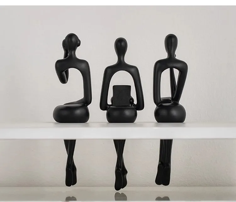 Resin Handicrafts Simulation Figure Sculptures Reader Portrait Abstract Art Sitting Figure Ornaments Home Decoration Accessories