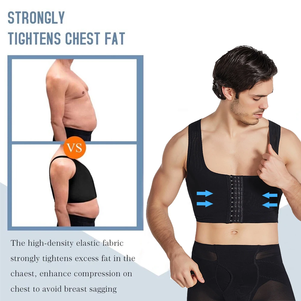 Men Gynecomastia Shaper Vest Tighten Chest Binder Tank Tops Slimming Shapewear Flat Compression Firm Control Boobs Corset Tops