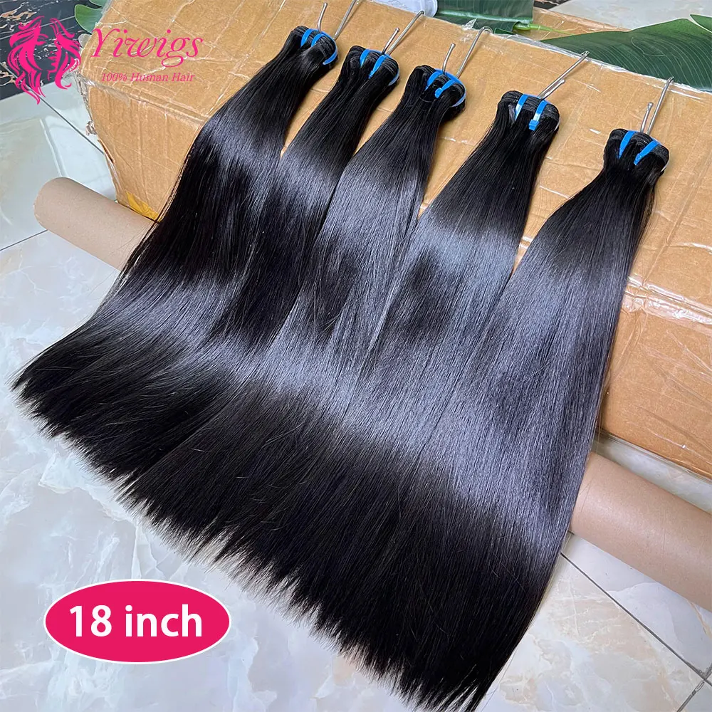 18A Double Drawn Straight 100% Human Hair Bundles Thick Sew In 10-30 inches Black 3 Bundle Deals Raw Hair Weave Extensions