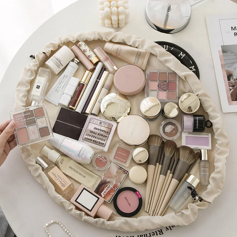 Tragbare Make-up-Tasche für den täglichen Gebrauch, modische Damen-Reise-Kulturbeutel mit großem Fassungsvermögen, Damen-Kosmetik-Aufbewahrungstasche mit Kordelzug – Detail 6