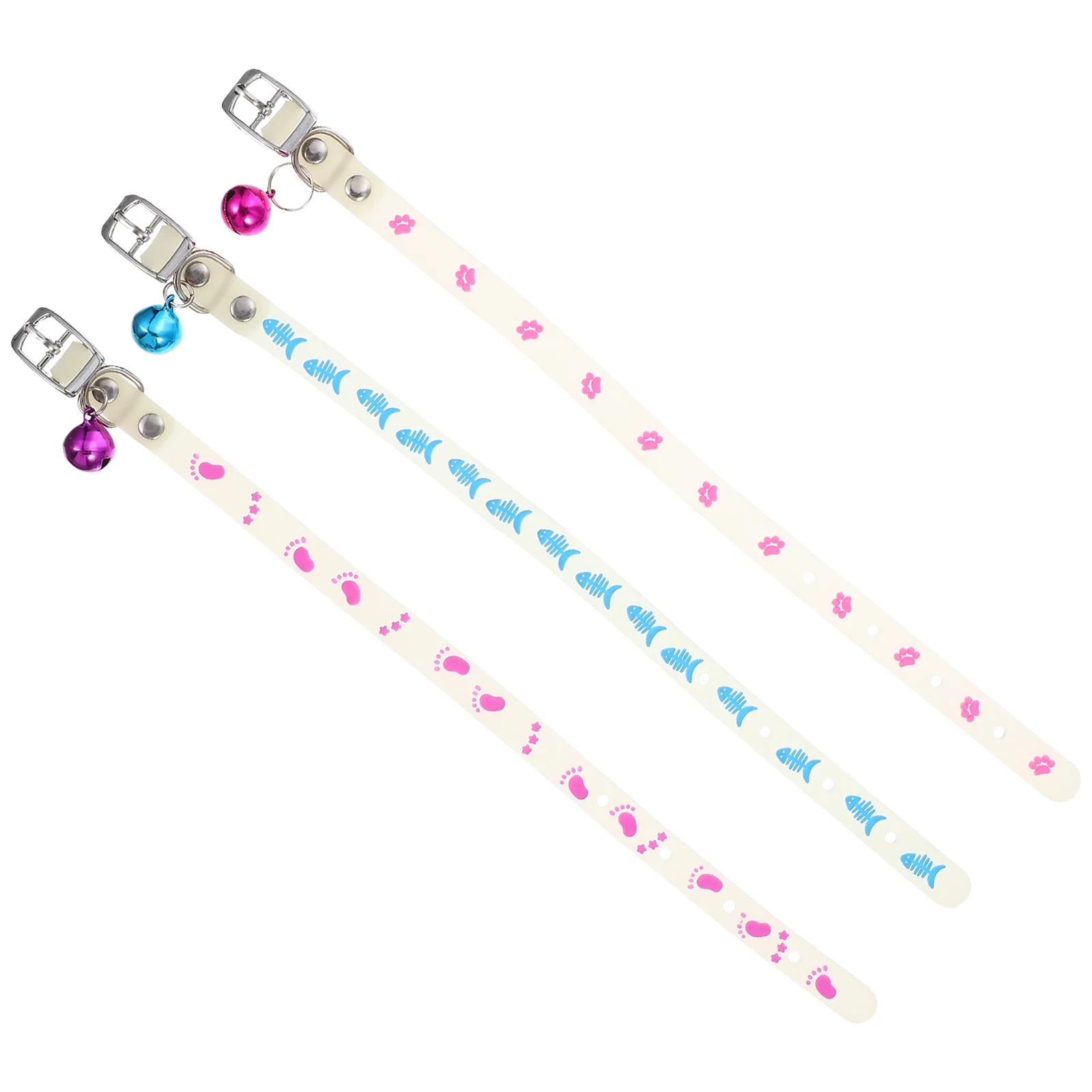 

3 Pcs LED Fluorescent Pet Collar Travel Kitten Collars Cat Bell Silica Gel Night