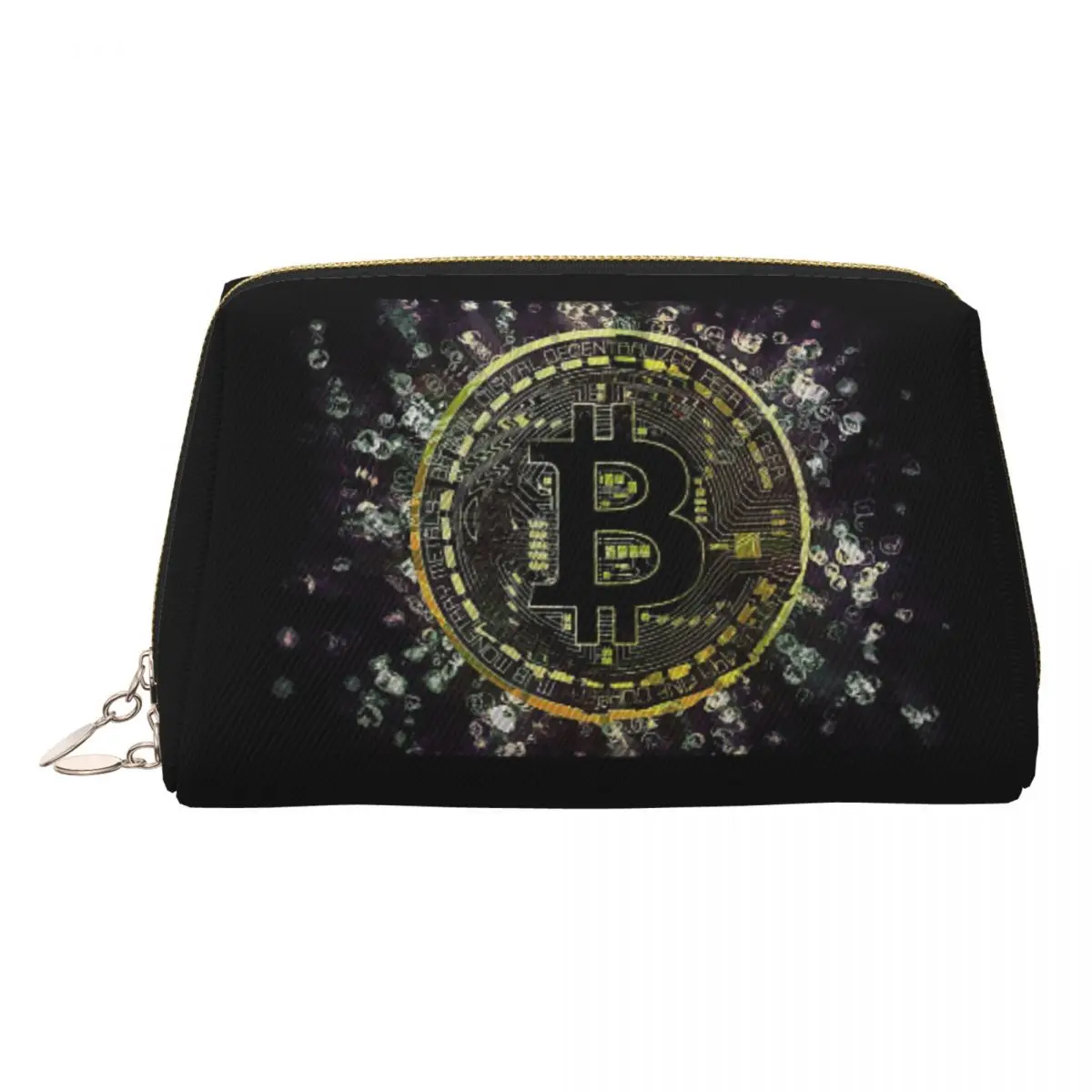 

Bitcoin BTC Cryptocurrency Crypto Blockchain 19 Women Cosmetic Bag Travel Makeup Organizer Pouch Toiletry Storage Dopp Kit Case