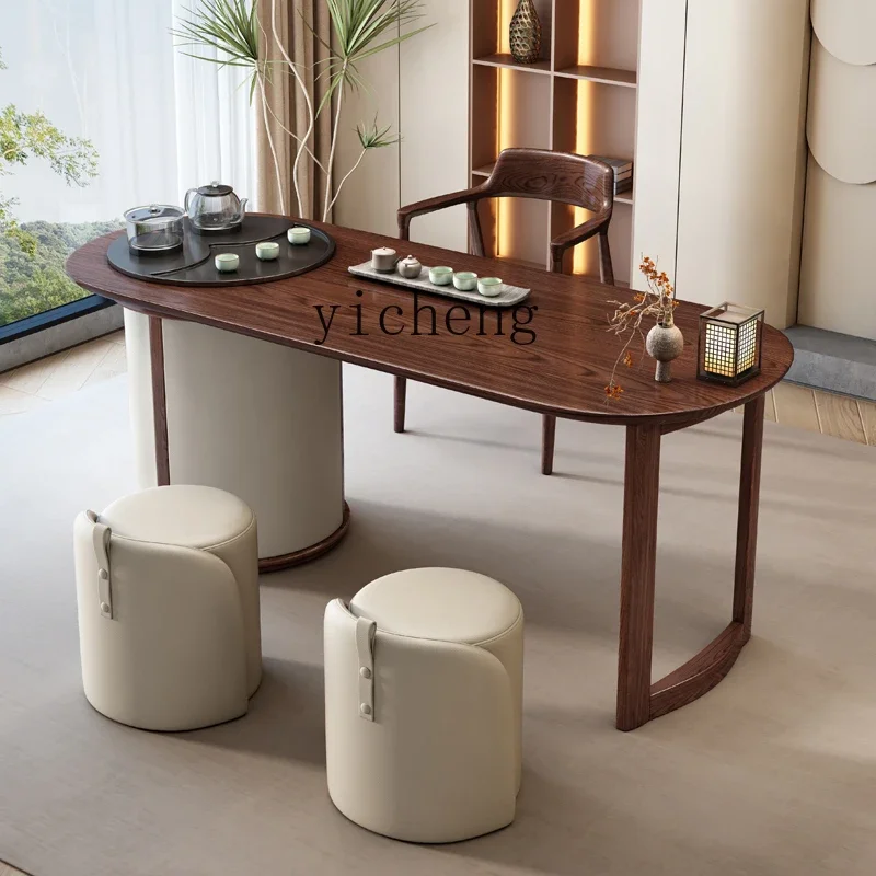 AA Solid Wood Tea Table And Chair Combination Kettle Integrated Tea Table Balcony Modern Simple Kung Fu Tea Table
