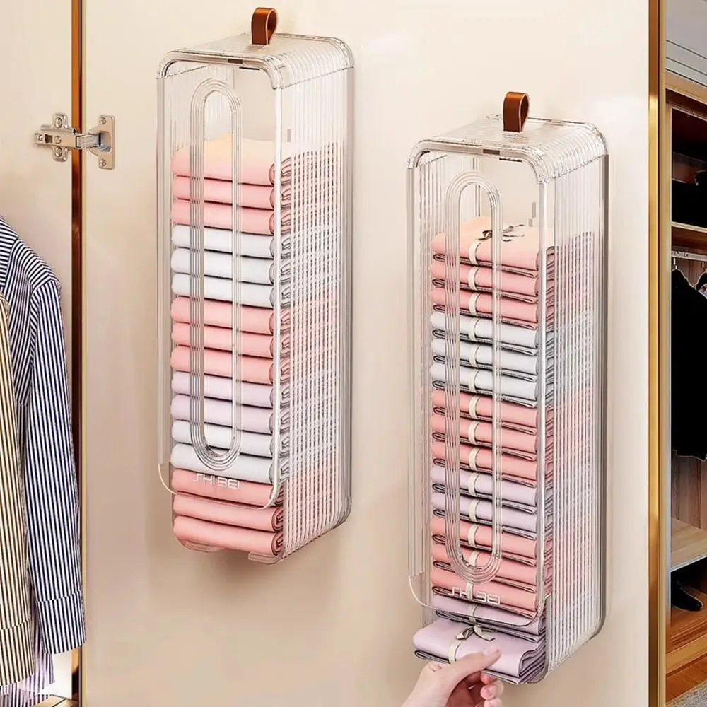 

Plastic Underwear Storage Box Self-Adhesive Wall-Mounted Bra Garments Holder Visible Hollow Socks Organizer for Home