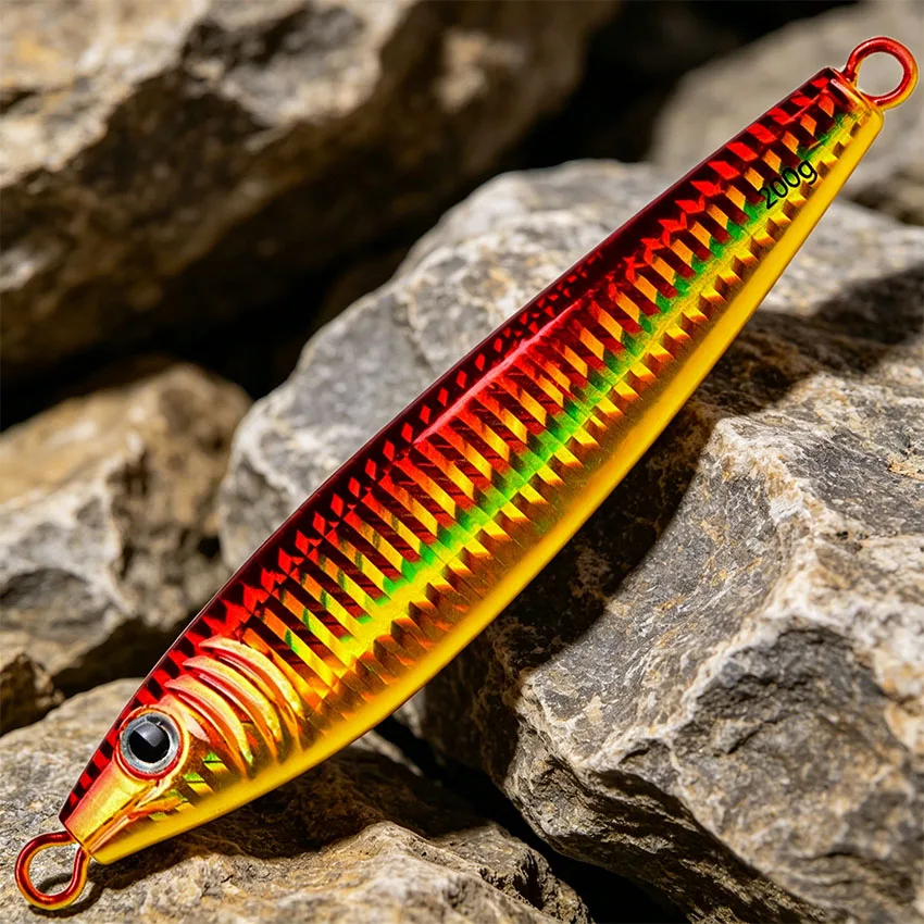 1 Stück Hartmetall S-förmiger Angelköder 60g-250g Sinkender Angelköder Leuchtender Schnellfall-Jigging-Köder Tiefsee-Jig-Angelköder – Detail 16