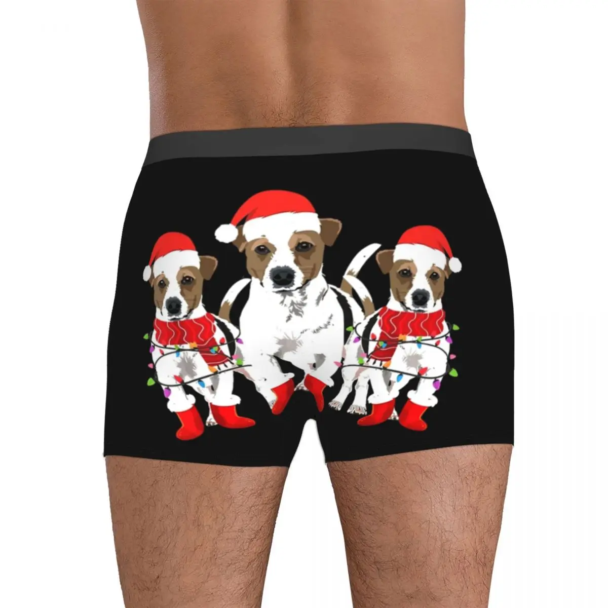 Boxer Unterhose Shorts Jack Russell Weihnachten Santa Hunde Höschen Männer atmungsaktive Unterwäsche für Homme Mann Freund Geschenk