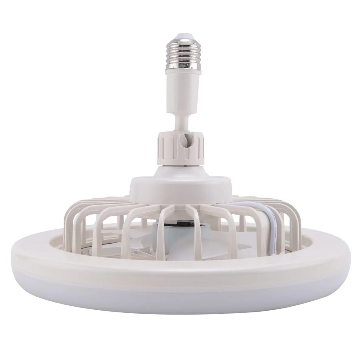 E27 Ceiling Fan with Lights,Enclosed Low Fan Light,Hidden Electric Fan Gimbal Lamp Holder(White)