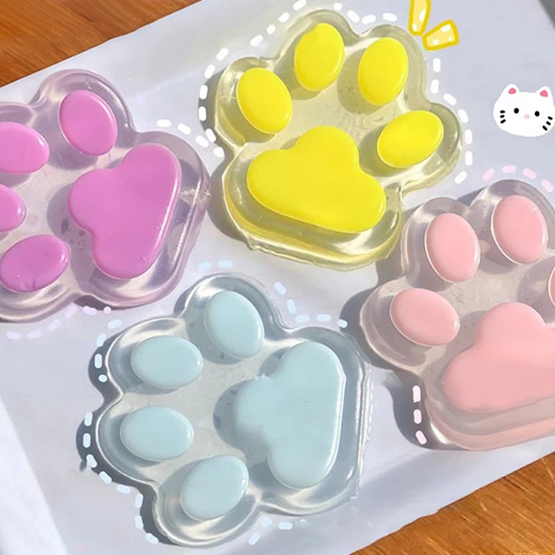 Large Kawaii Cat Paws Sticky Squeeze Toys Soft Realistic Jelly Glitter Cat Paws Transparent Squeeze Toys Kids Adult Gifts