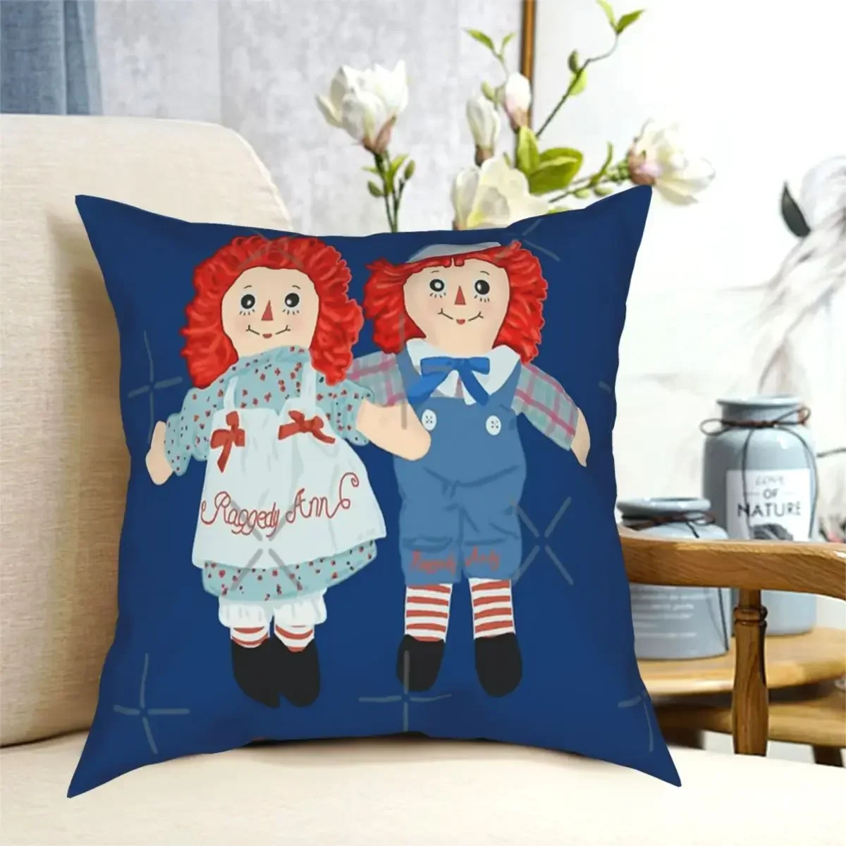 Raggedy Ann And Raggedy Andy The Vintage Dolls Pillow Case Headboard Fur Cushion All Sofa Black Cushions