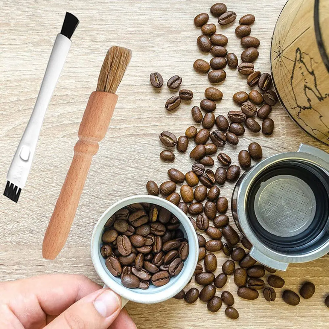 Set di spazzole per caffè Kit di spazzole per caffè Espresso, spazzola per la pulizia della macchina per macinacaffè in legno e spazzola per caffè Espresso per macchina da caffè