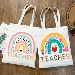 Best Teacher Ever Progress Over Perfection Handbags Fashion Handbag Canvas Bag Tote Casual Shoulder Bag Reusable Shopping Bags