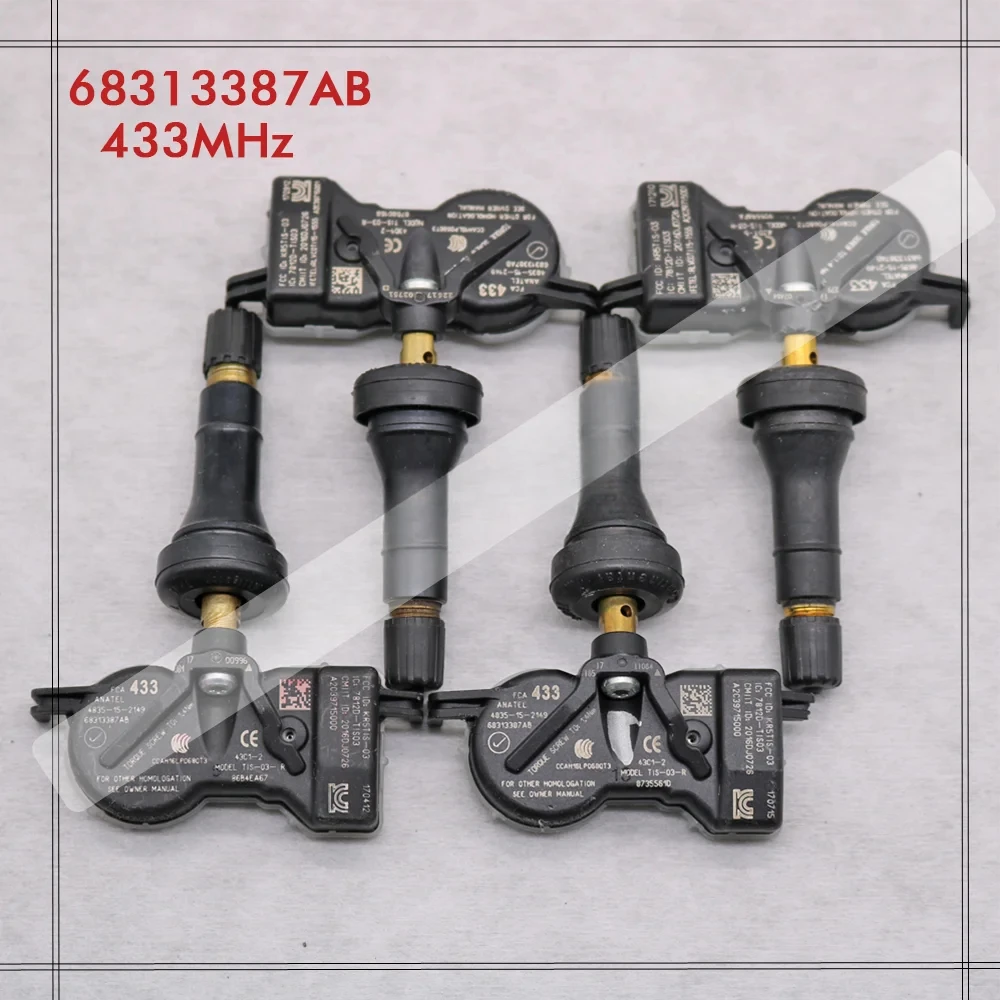 4PCS FOR 2018-2024 JEEP COMPASS TPMS 433MHz TIRE PRESSURE SENSOR TPMS JEEP TIRE AIR PRESSURE SENSOR 68313387AB 68313387AA