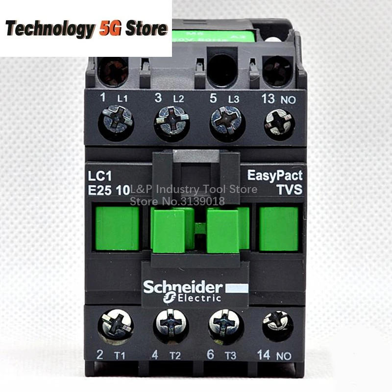 

Original Schneider Circuit AC220V 50HZ 1NO 25A LC1-E EasyPact TVS Series D3N LC1E2510M5N F5N Q5N 110V 380V Contactor LC1N2510M5N